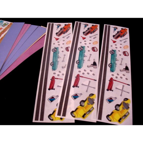 3 Gr Lengths Antique Cars, 1 Gr Lengths Beach, Borders, Race Cars, Yellow Strips - Picture 5 of 7